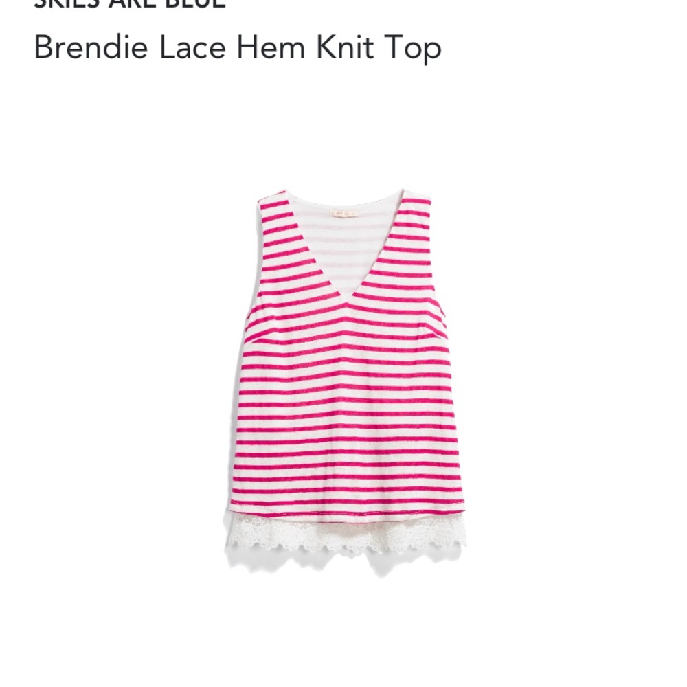 Stripped lace trim tank top